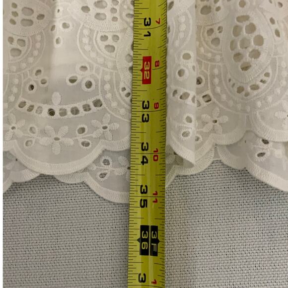 Tart Mia White Eyelet Shift Dress Women Ruffle Hem Peasant Cotton Mini - Picture 7 of 7